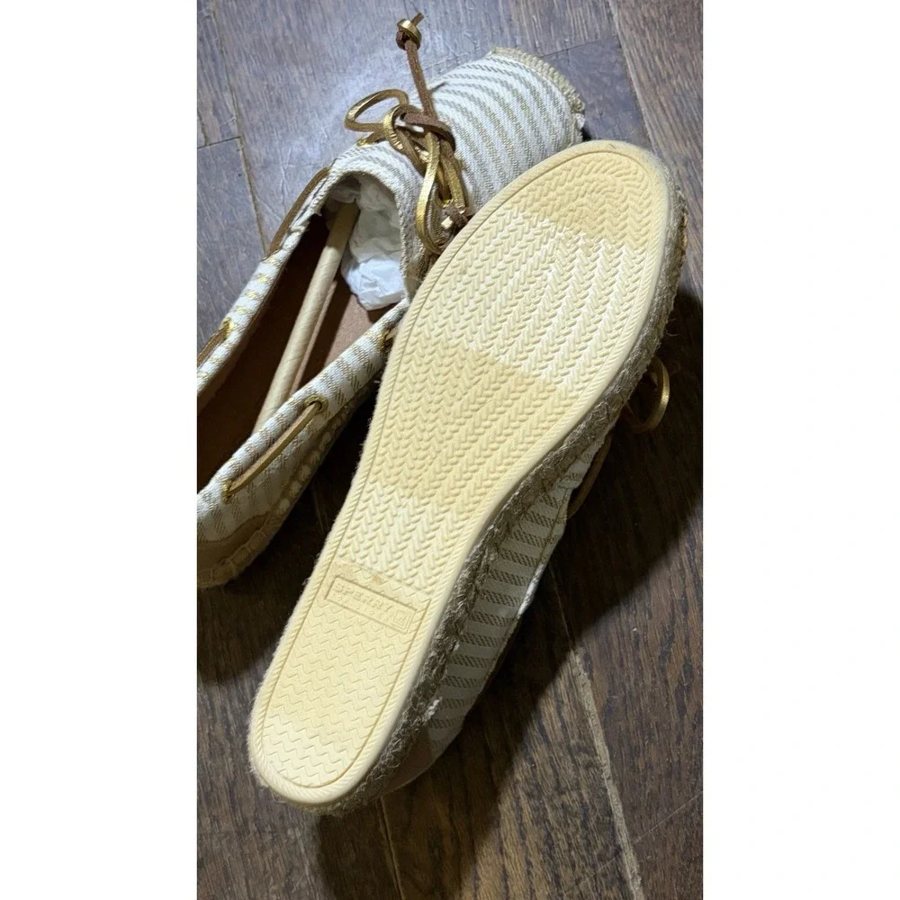 Sperry top-sider Women's canvas boat shoe, gold & cream Size 7 M